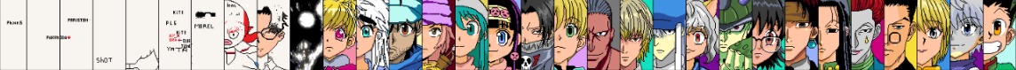 Tributo Hunter x Hunter con múltiples rostros de personajes